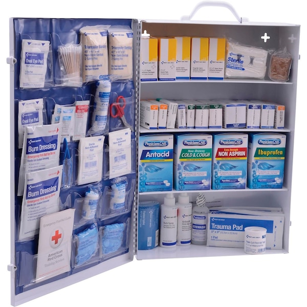Global Industrial First Aid Kit, 100-150 Person, 2015 ANSI Compliant, 4-Shelf Steel Cabinet 761297A - main
